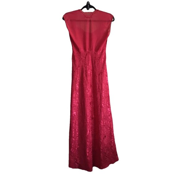 Vintage Versailles Red Lace-Trimmed Long Slip Dress 90s The Bay Canada Size M - Picture 2 of 10